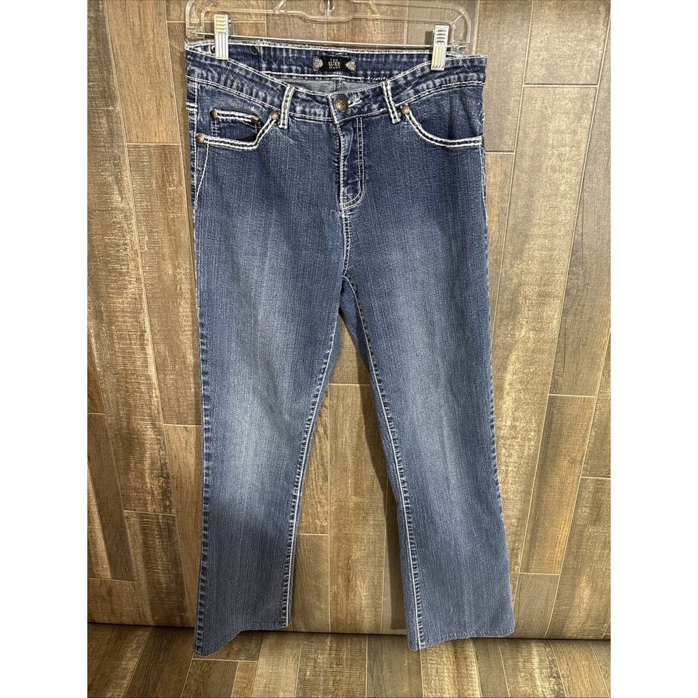 Tru Luxe Jeans‎ Womens 31/12 Blue Mid Rise Stretch Straight Western Cowgirl